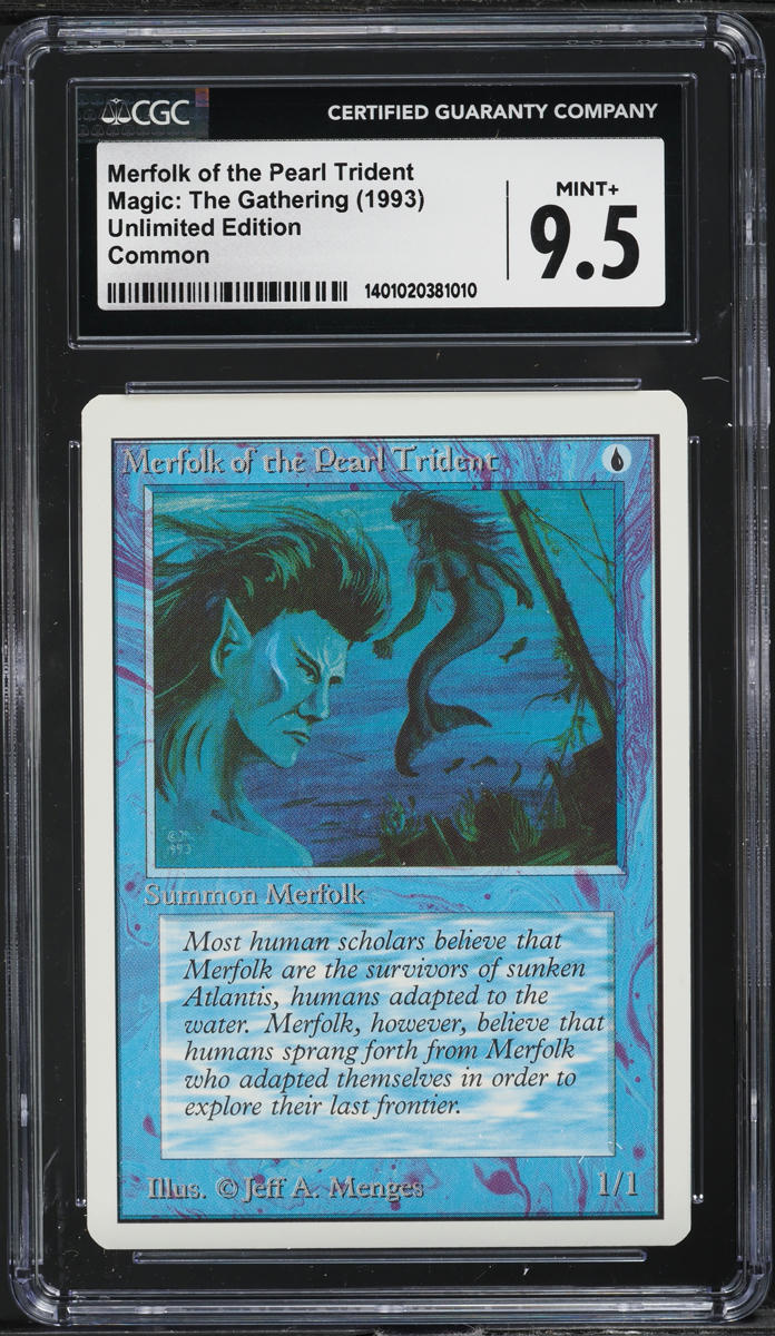 1993 Magic The Gathering MTG Unlimited Merfolk Of Pearl Trident CGC 9.5 MINT+