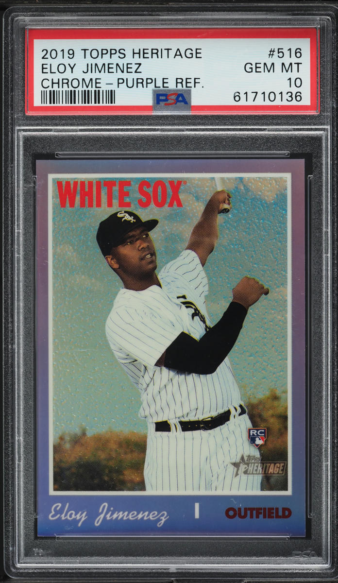 2019 Topps Heritage Chrome Purple Refractor Eloy Jimenez ROOKIE #THC-516 PSA 10