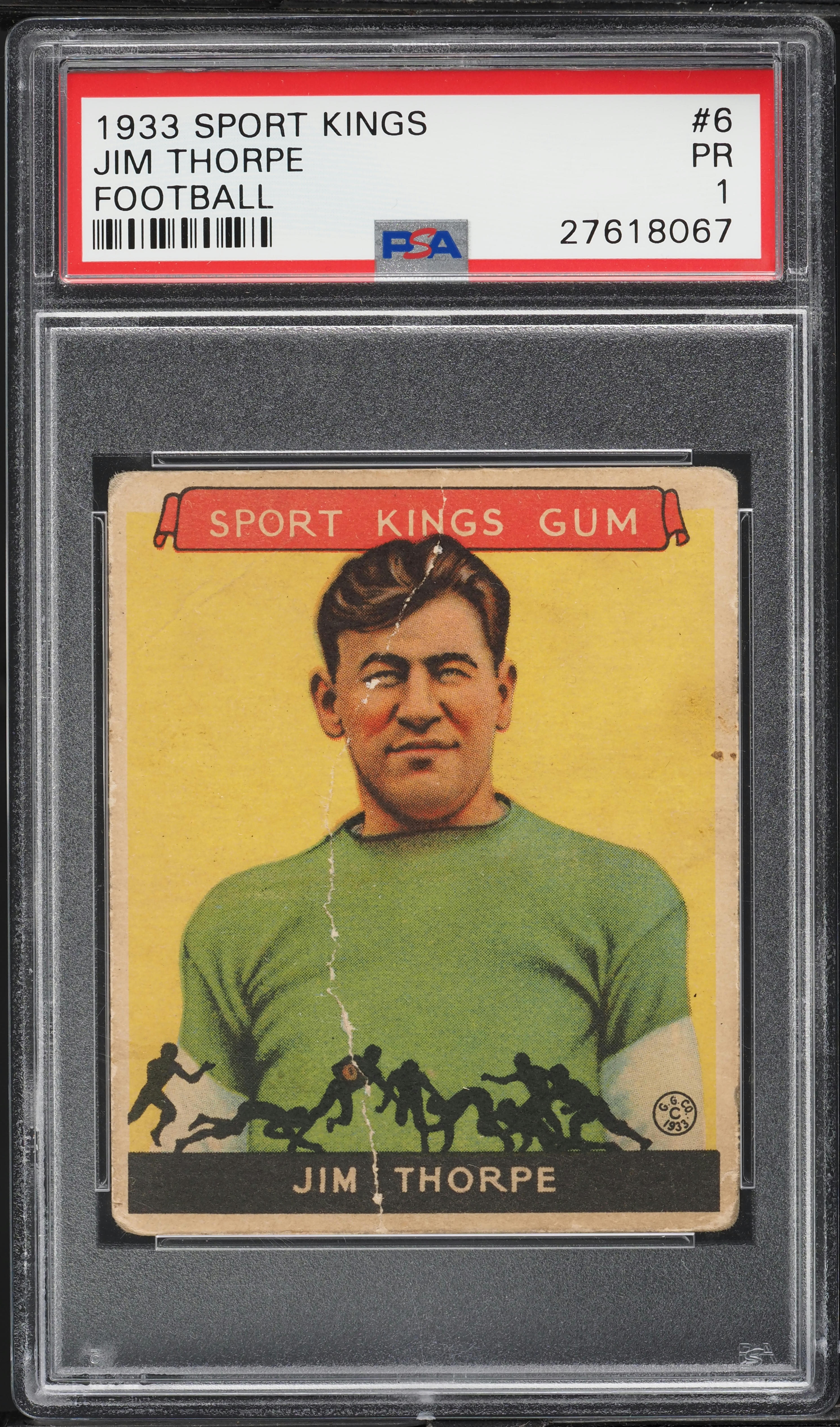 1933 Goudey Sport Kings Football Jim Thorpe #6 PSA 1 PR
