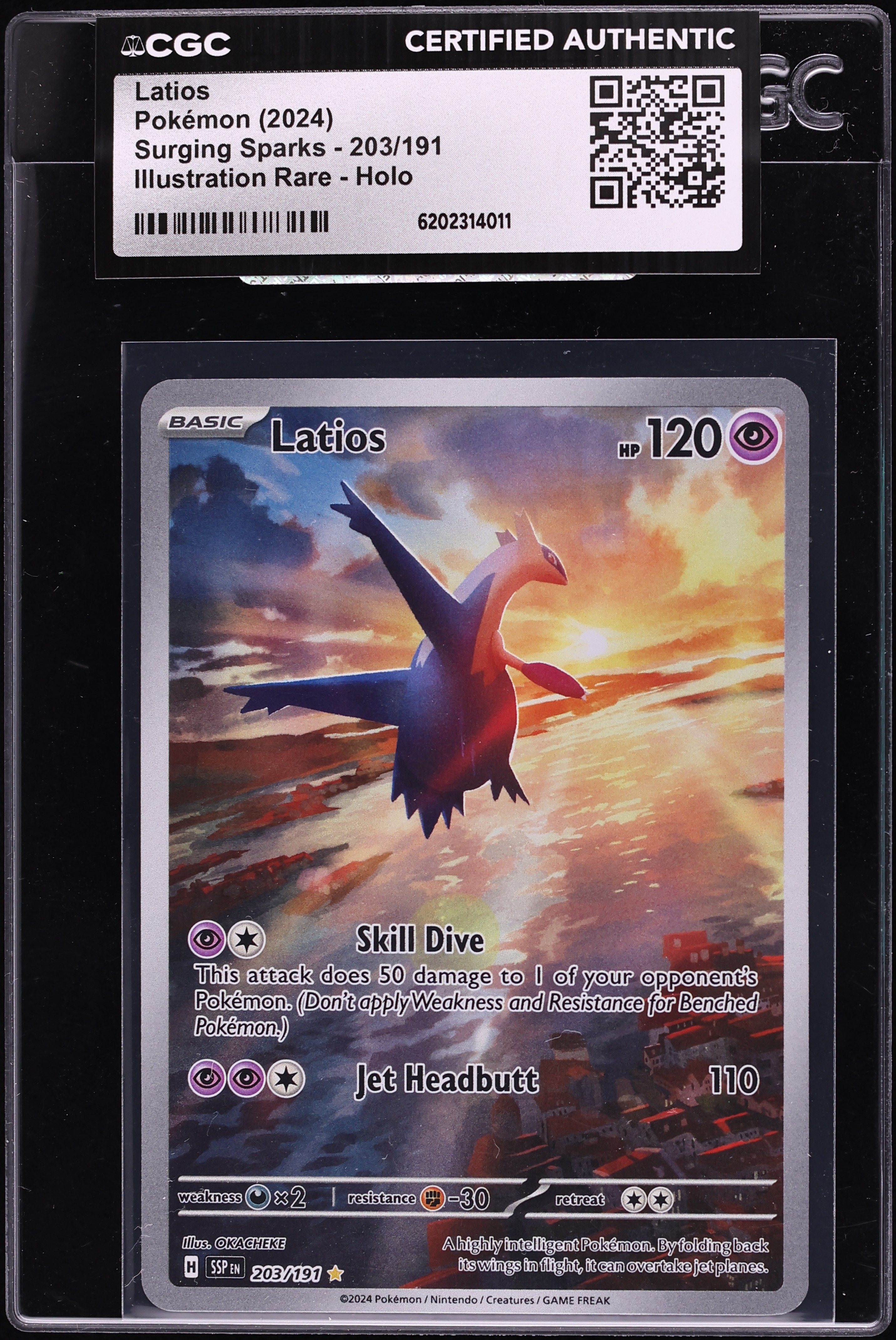 2024 Pokemon Scarlet & Violet Surging Sparks IR Latios #203 CGC AUTH