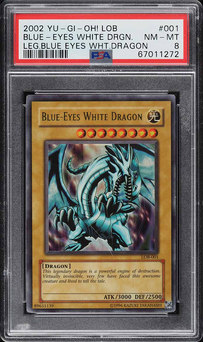 2002 Yu-Gi-Oh! Legend Of Blue Eyes Blue-Eyes White Dragon #LOB-001 PSA 8 NM-MT