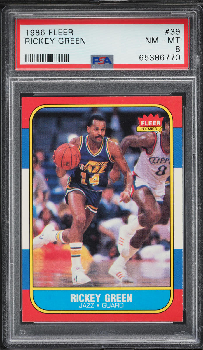 1986 Fleer Basketball Rickey Green #39 PSA 8 NM-MT