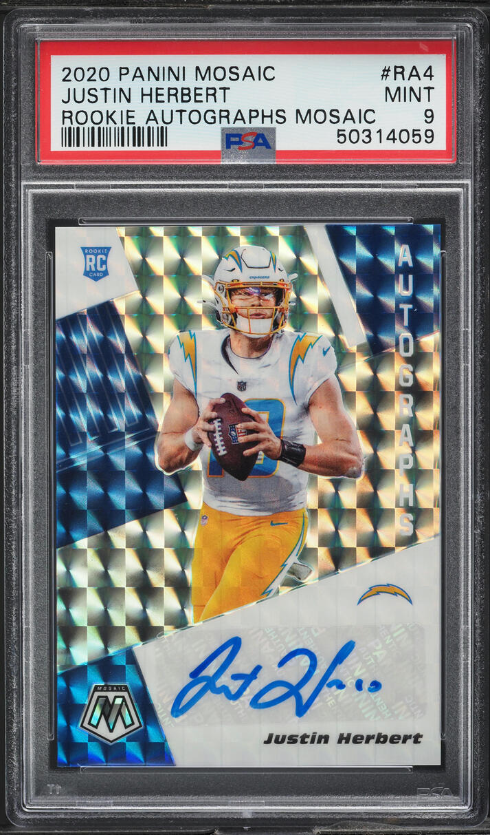 2020 Panini Mosaic Justin Herbert ROOKIE AUTO #RA4 PSA 9 MINT