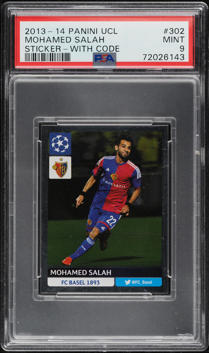 2013 Panini UEFA Champions League Stickers w/ Code Mohamed Salah RC #302 PSA 9