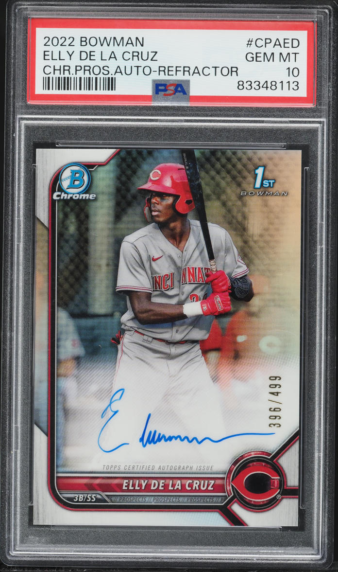 2022 Bowman Chrome Refractor Elly De La Cruz PROSPECT AUTO /499 #CPA-ED PSA 10 GEM MINT