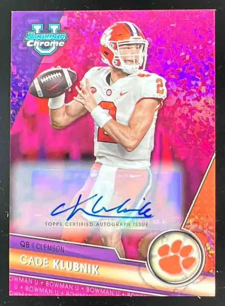 2023 Bowman University Chrome Fuschia Mini Diamond #33 Cade Klubnik Auto /150