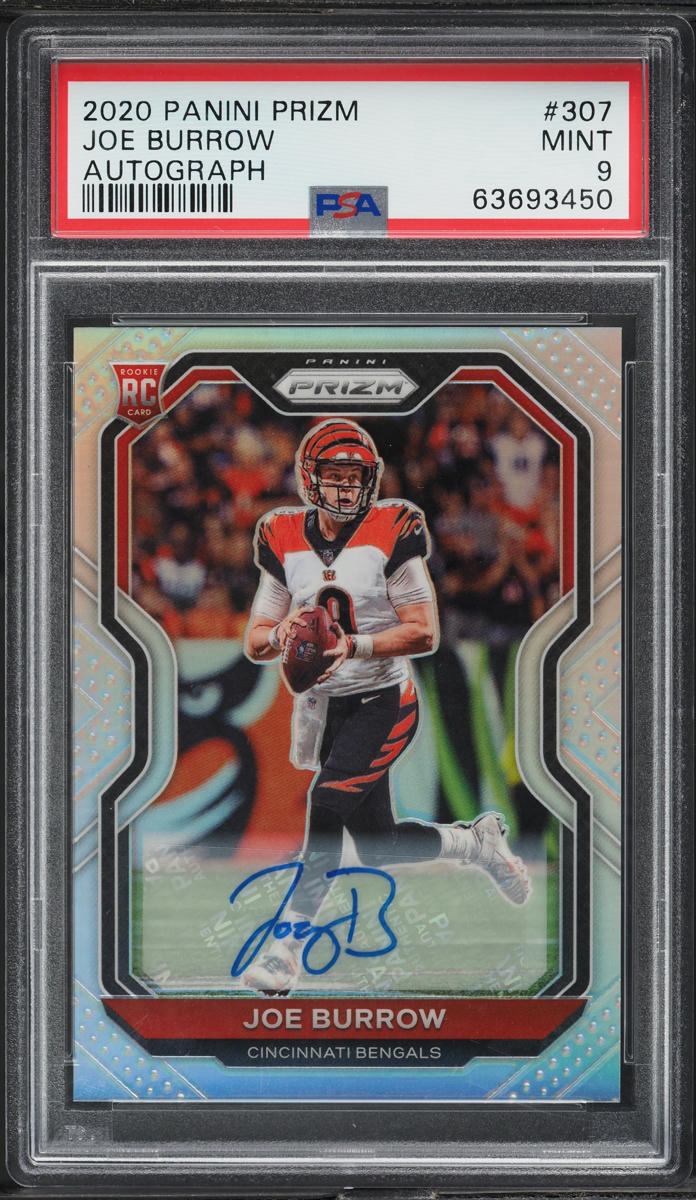 2020 Panini Prizm Silver Joe Burrow ROOKIE AUTO #307 PSA 9 MINT