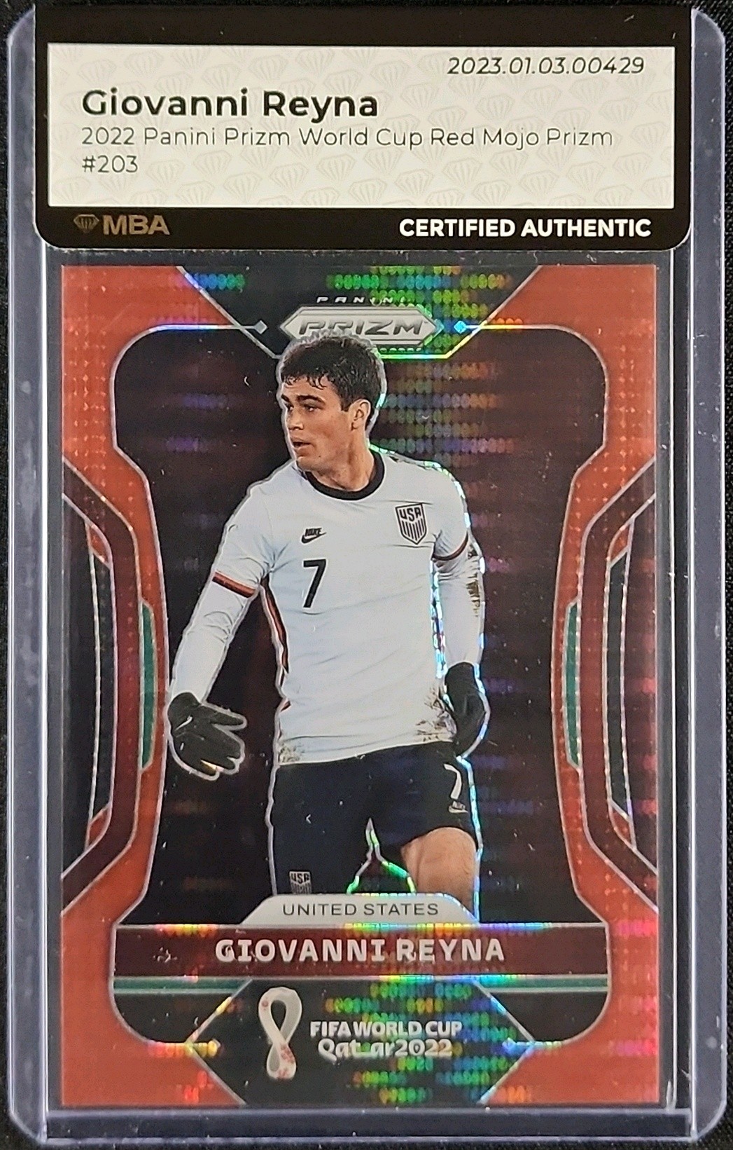 2022 Panini Prizm World Cup Red Mojo Giovanni Reyna /99 #203 MBA AUTH