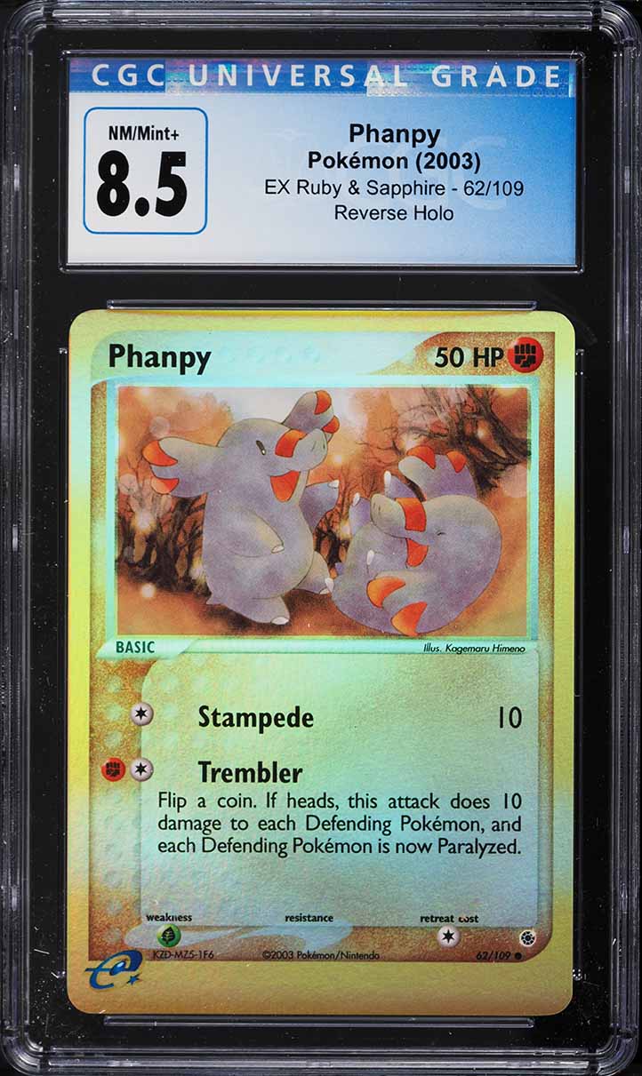 2003 Pokemon EX Ruby & Sapphire Reverse Holo Phanpy #62 CGC 8.5 NM-MT+