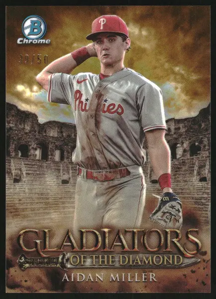 2024 Bowman Gladiators of the Diamond Gold Refractor #GOTD-24 Aidan Miller /50