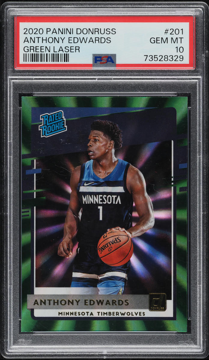 2020 Donruss Green Laser Anthony Edwards ROOKIE #201 PSA 10 GEM MINT