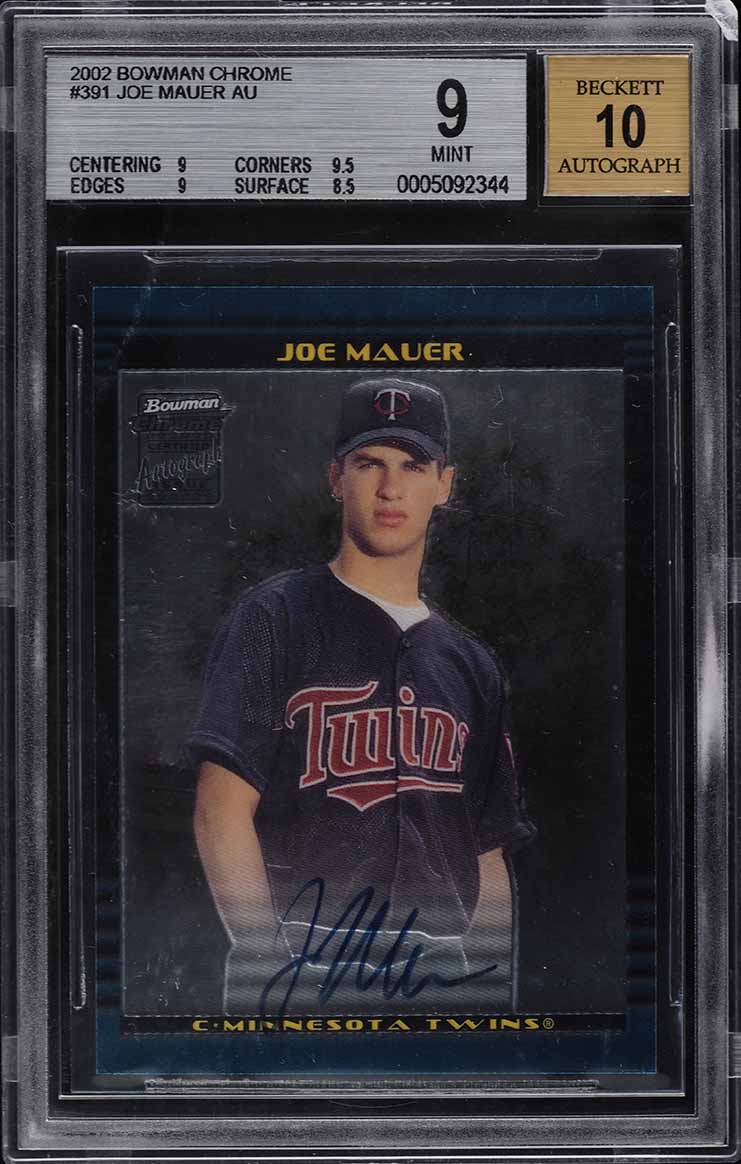 2002 Bowman Chrome Joe Mauer ROOKIE RC AUTO #391 BGS 9 MINT