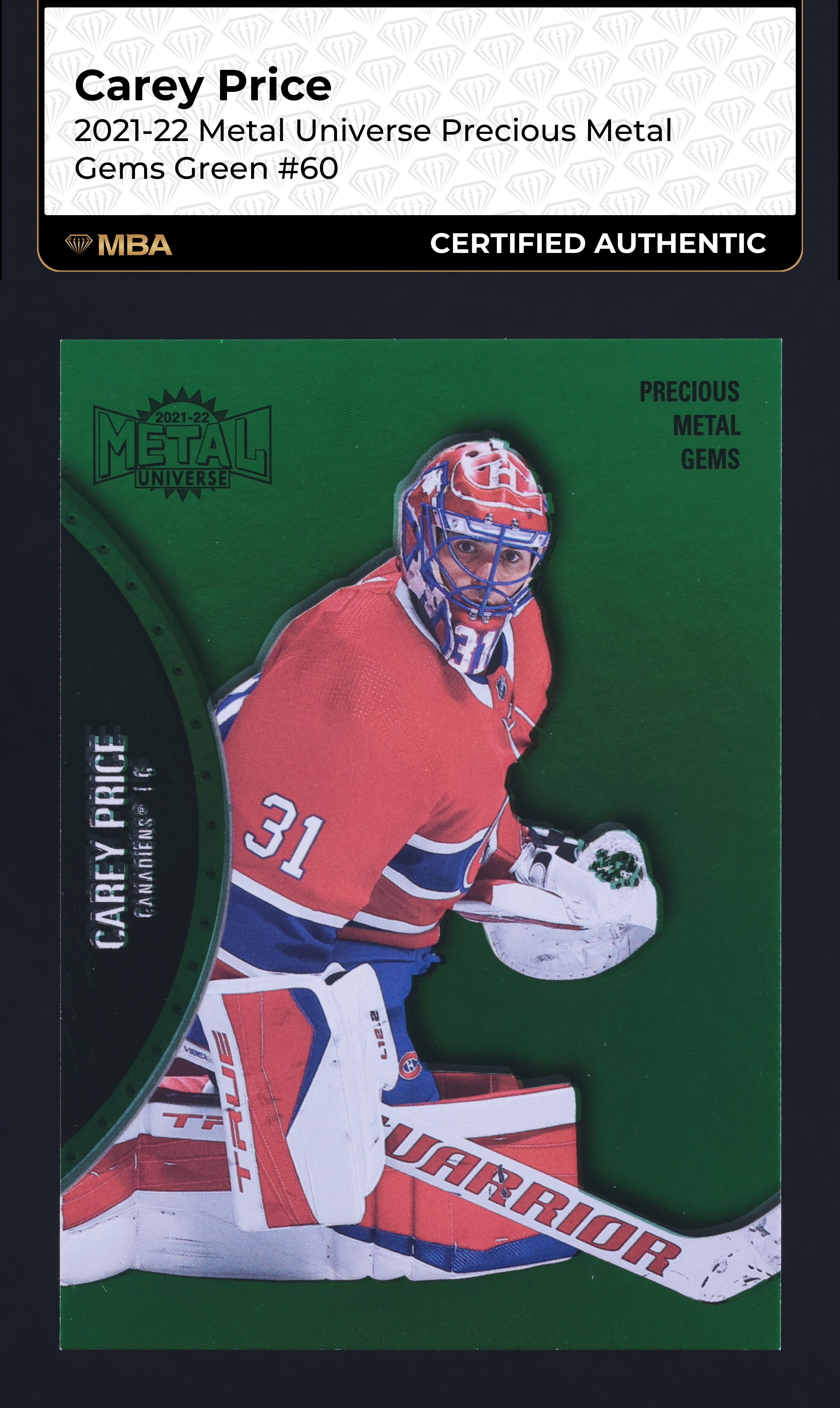 2021 Metal Universe Precious Metal Gems PMG Green Carey Price /100 #60 MBA AUTH