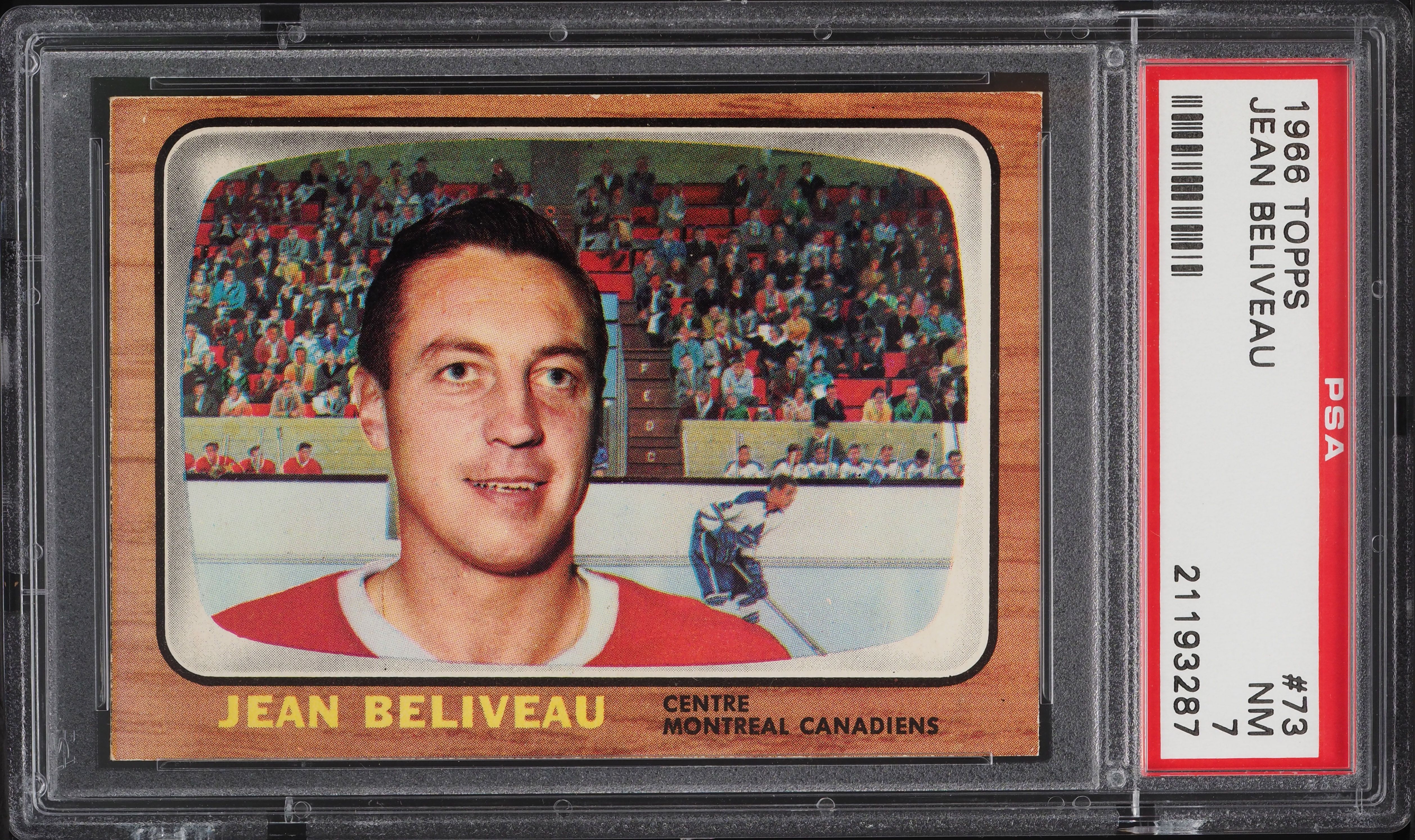 1966 Topps Hockey Jean Beliveau #73 PSA 7 NRMT