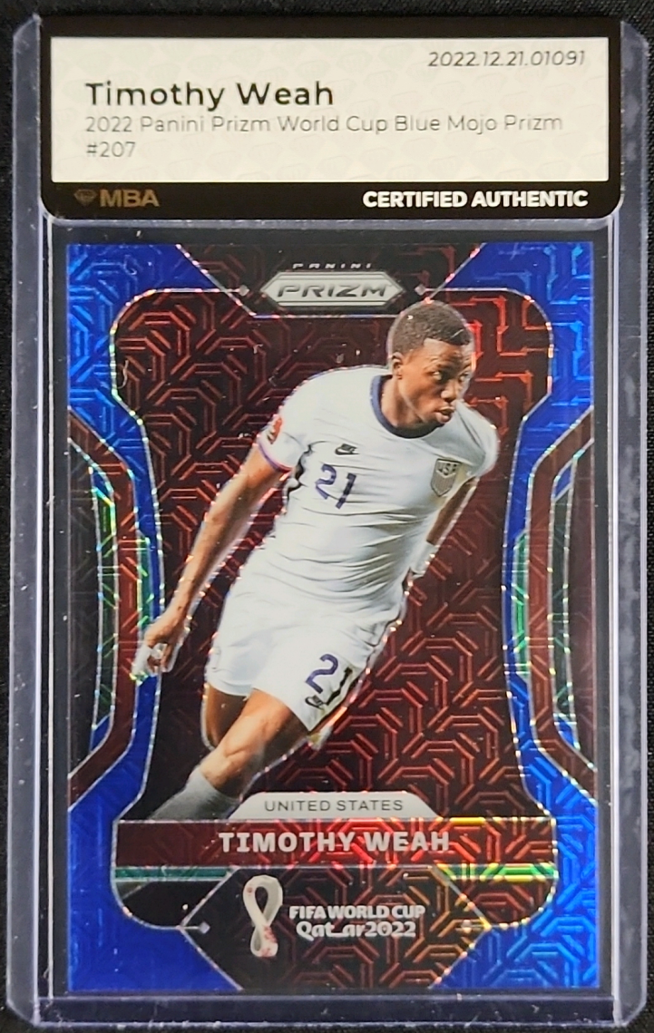 2022 Panini Prizm World Cup Blue Mojo Timothy Weah /75 #207 MBA AUTH