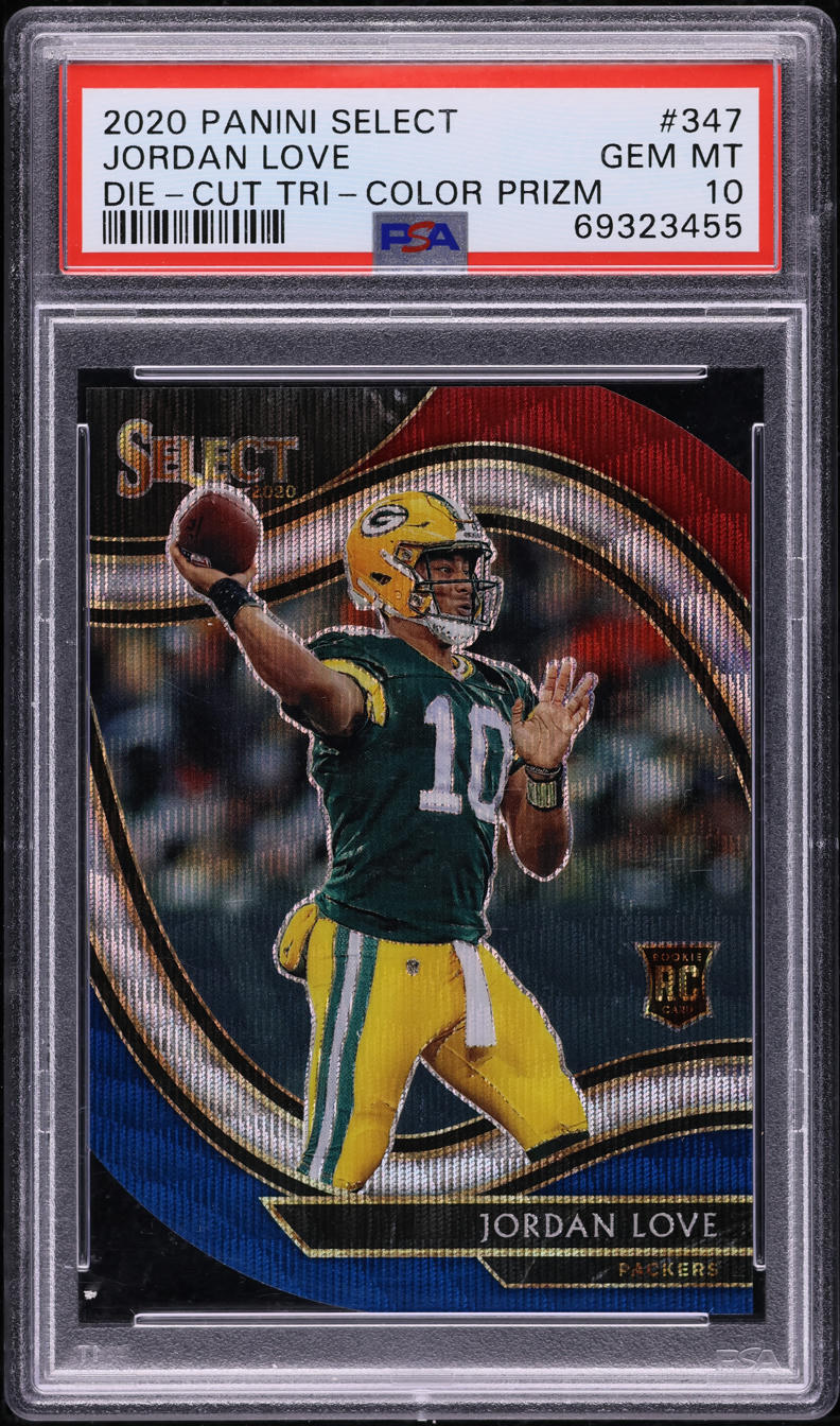 2020 Select FIeld Level Tri-Color Prizm Die-Cut Jordan Love ROOKIE #347 PSA 10