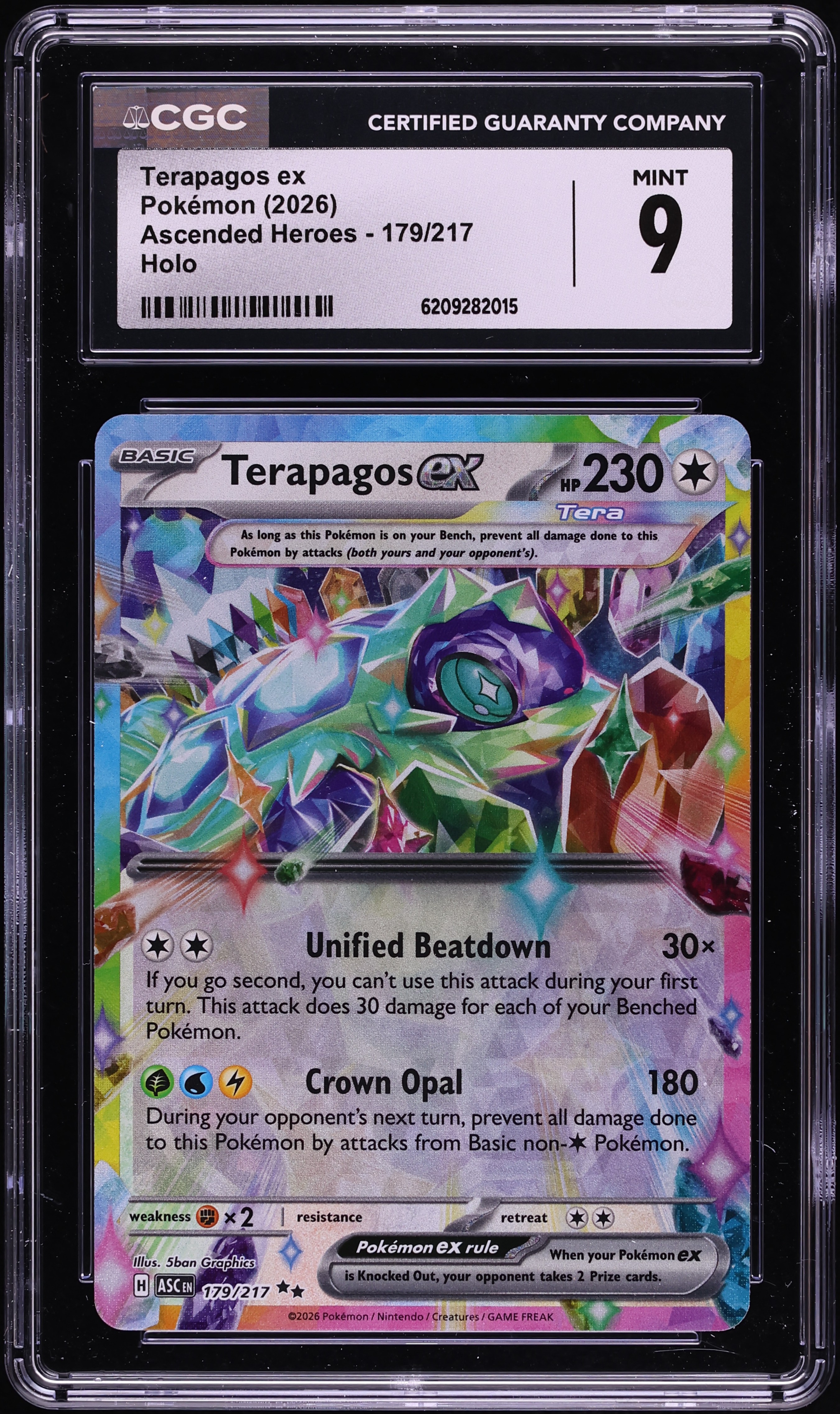 2026 Pokemon Mega Evolution Ascended Heroes Holo Terapagos ex #179 CGC 9 MINT