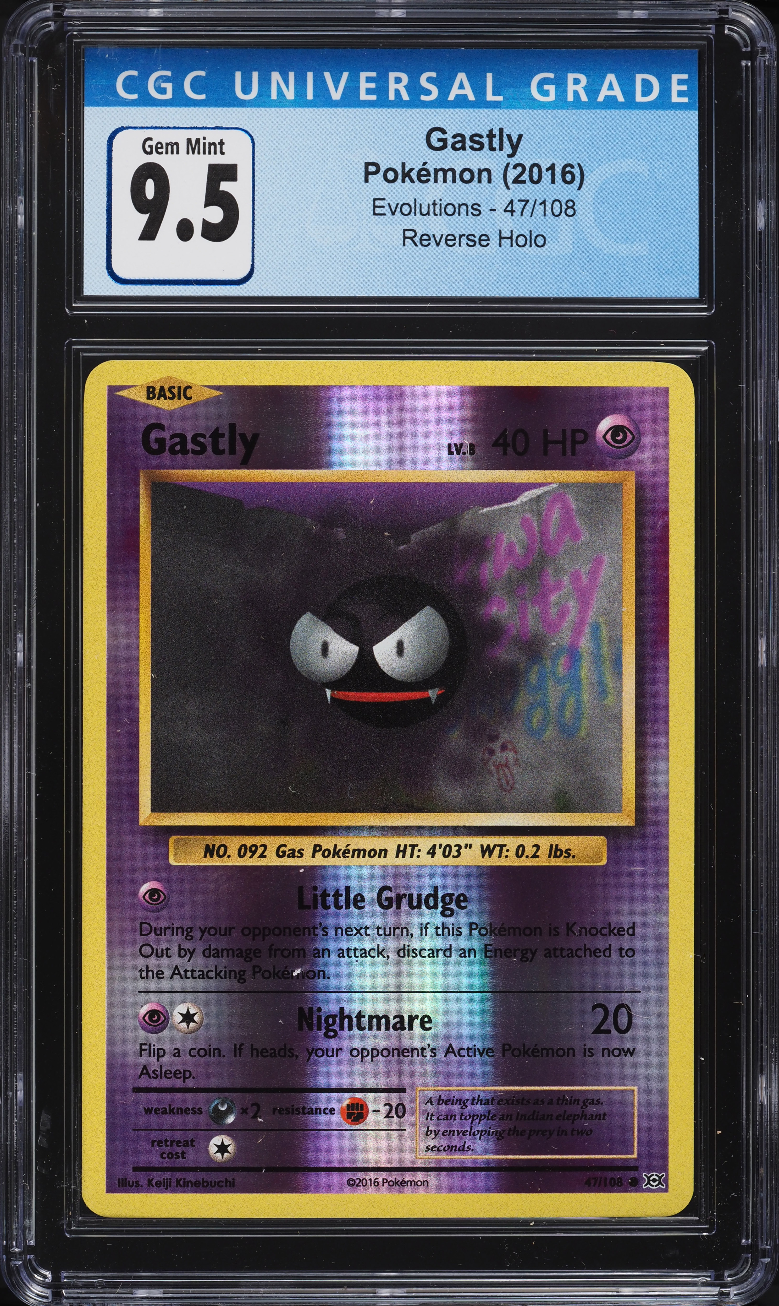 2016 Pokemon XY Evolutions Reverse Holo Gastly #47 CGC 9.5 GEM MINT