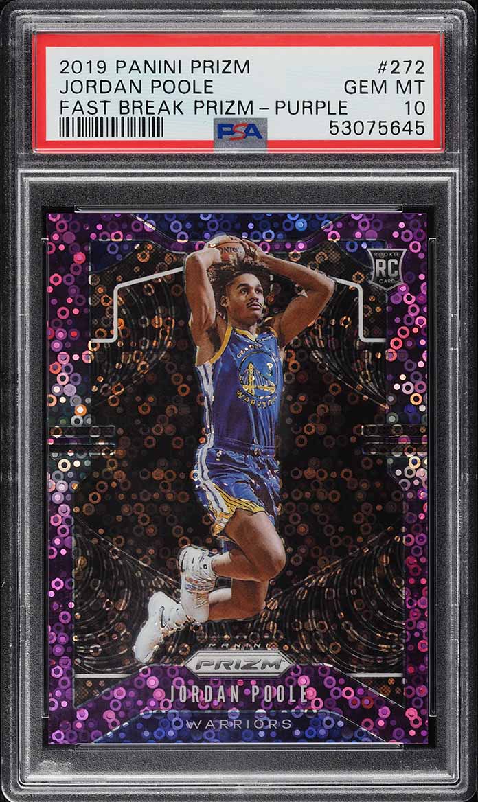 2019 Panini Prizm Fast Break Purple Jordan Poole ROOKIE /75 #272 PSA 10 GEM MINT