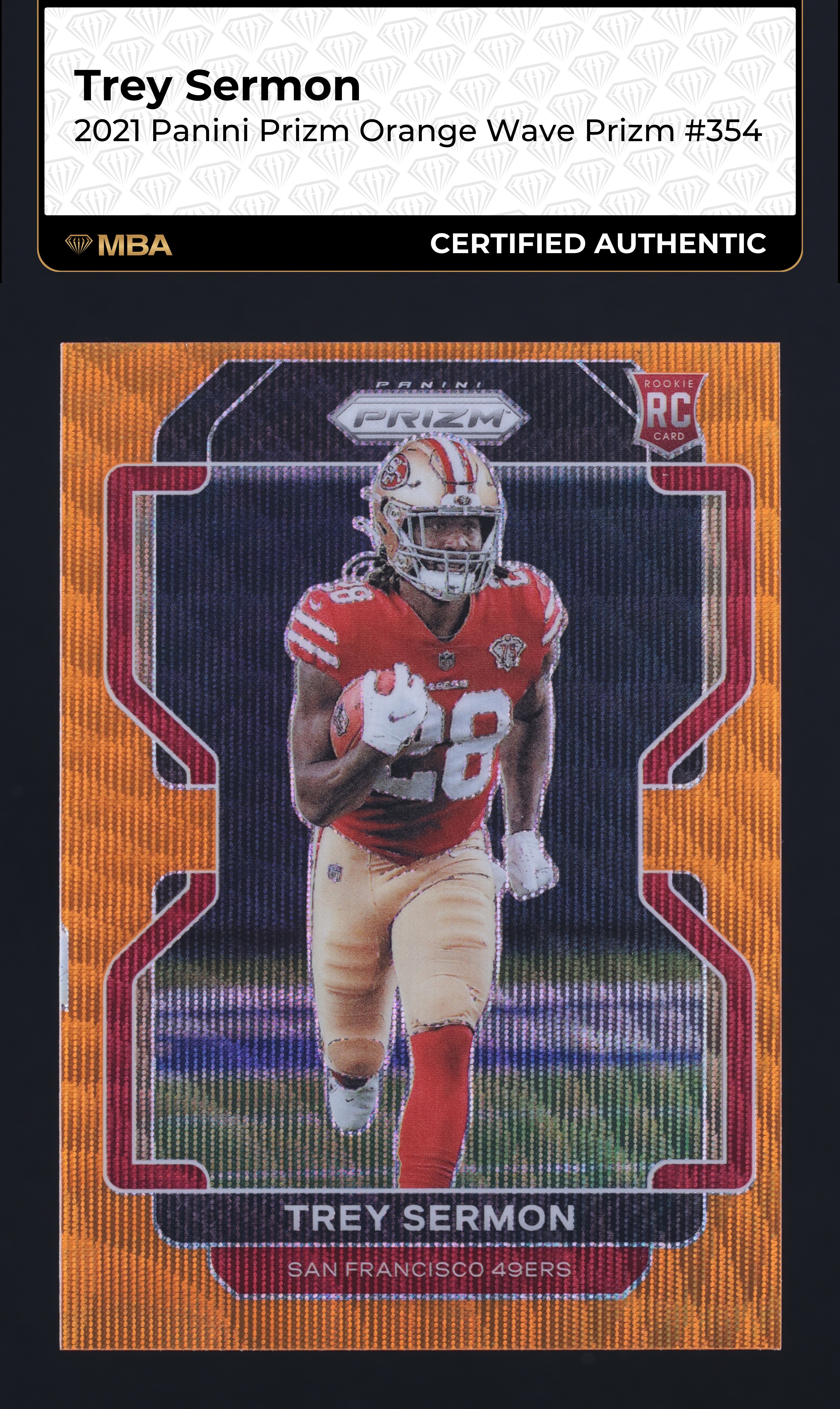 2021 Panini Prizm Orange Wave Trey Sermon ROOKIE /60 #354 MBA AUTH