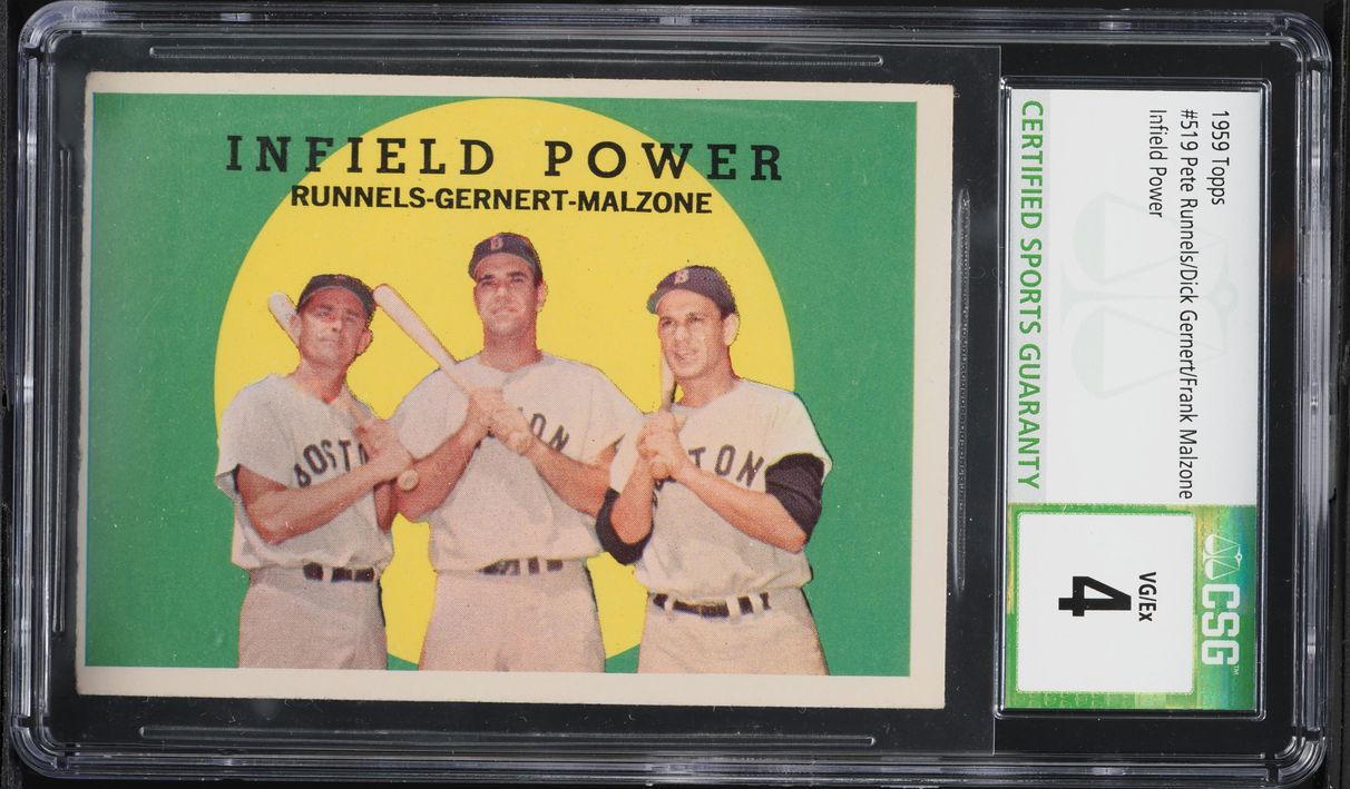 1959 Topps Pete Runnels Dick Gernert Frank Malzone INFIELD POWER #519 CSG 4 VGEX