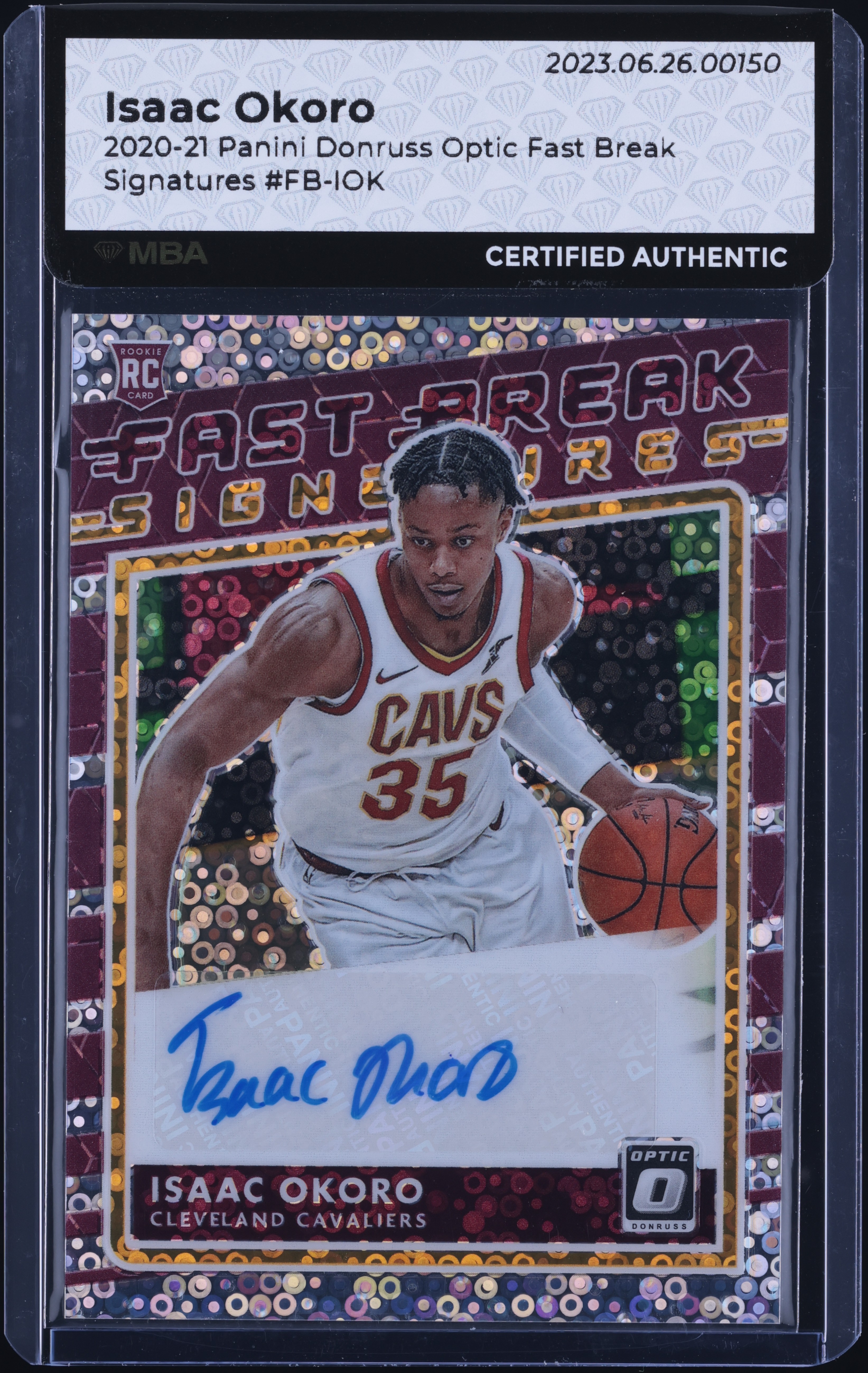 2020 Donruss Optic Fast Break Signatures Isaac Okoro ROOKIE AUTO #FBIOK MBA AUTH