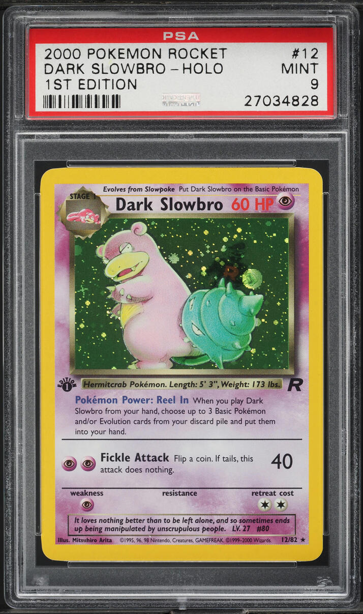 2000 Pokemon Team Rocket 1st Edition Holo Dark Slowbro #12 PSA 9 MINT