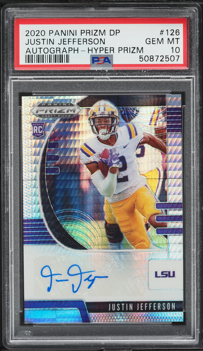 2020 Panini Prizm Draft Hyper Justin Jefferson ROOKIE AUTO /75 #126 PSA 10 GEM