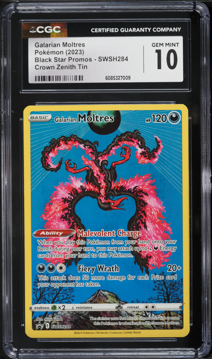 2023 Pokemon Sword & Shield Promo Crown Zenith Tin Galarian Moltres #284 CGC 10 GEM MINT