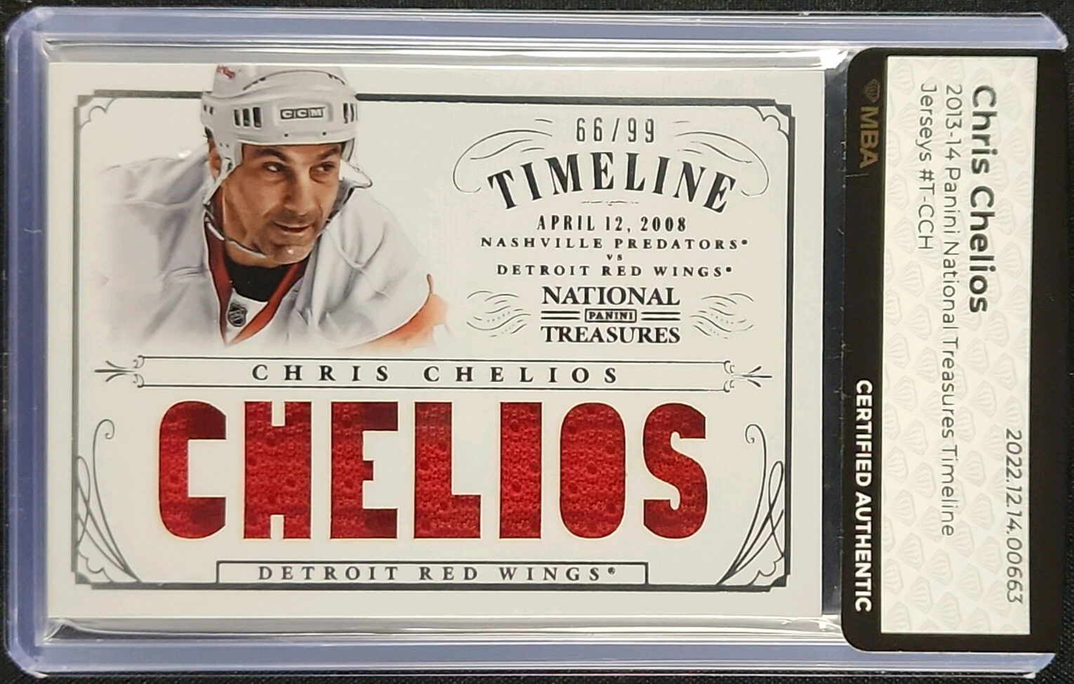 2013 National Treasures Timeline Jerseys Chris Chelios PATCH /99 #T-CCH MBA AUTH
