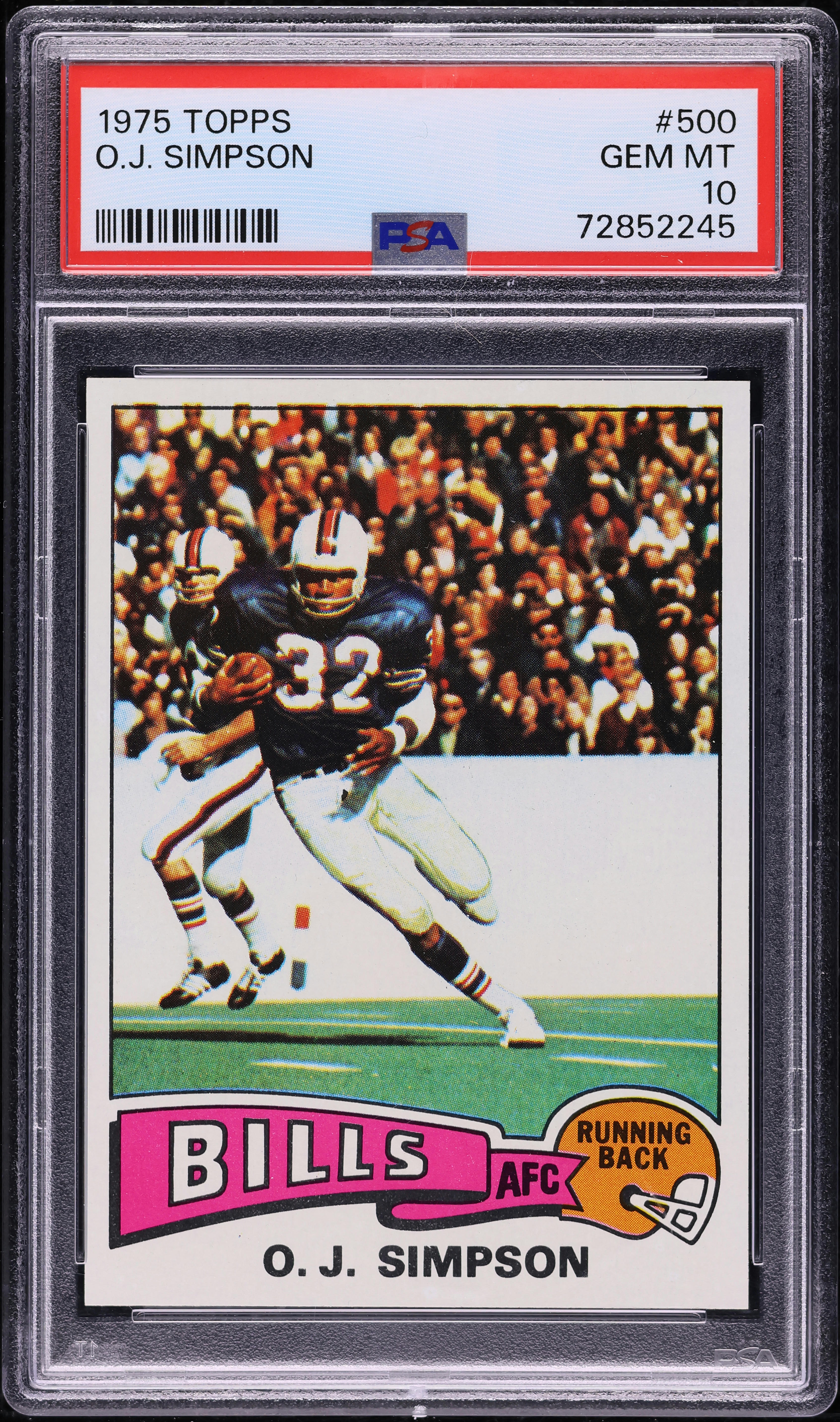 1975 Topps Football O.J. Simpson #500 PSA 10 GEM MINT