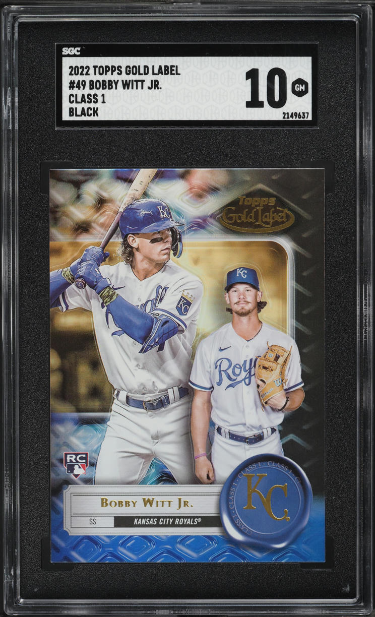 2022 Topps Gold Label Class 1 Black Bobby Witt Jr. ROOKIE #49 SGC 10 GEM MINT