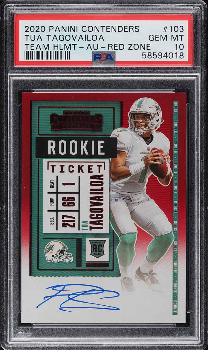2020 Panini Contenders Variation Red Zone Tua Tagovailoa ROOKIE AUTO #103 PSA 10