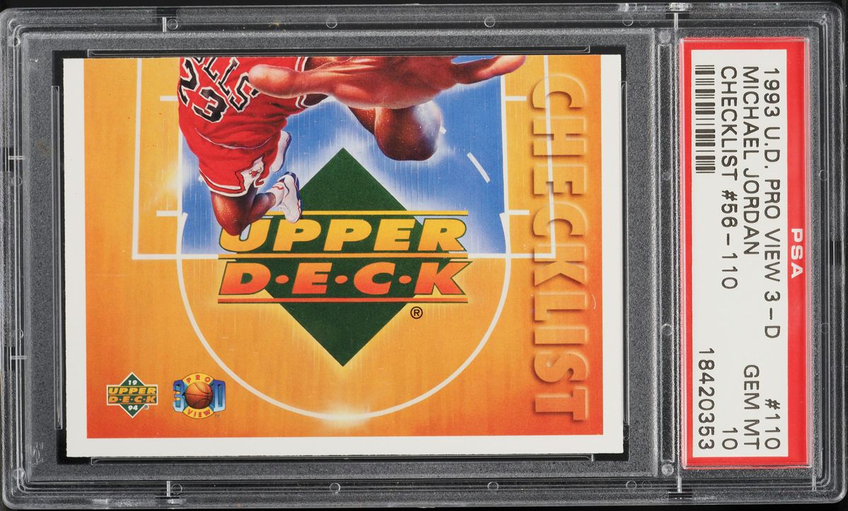 1993 Upper Deck Pro View 3-D Checklist #56-110 Michael Jordan #110 PSA 10 GEM MT