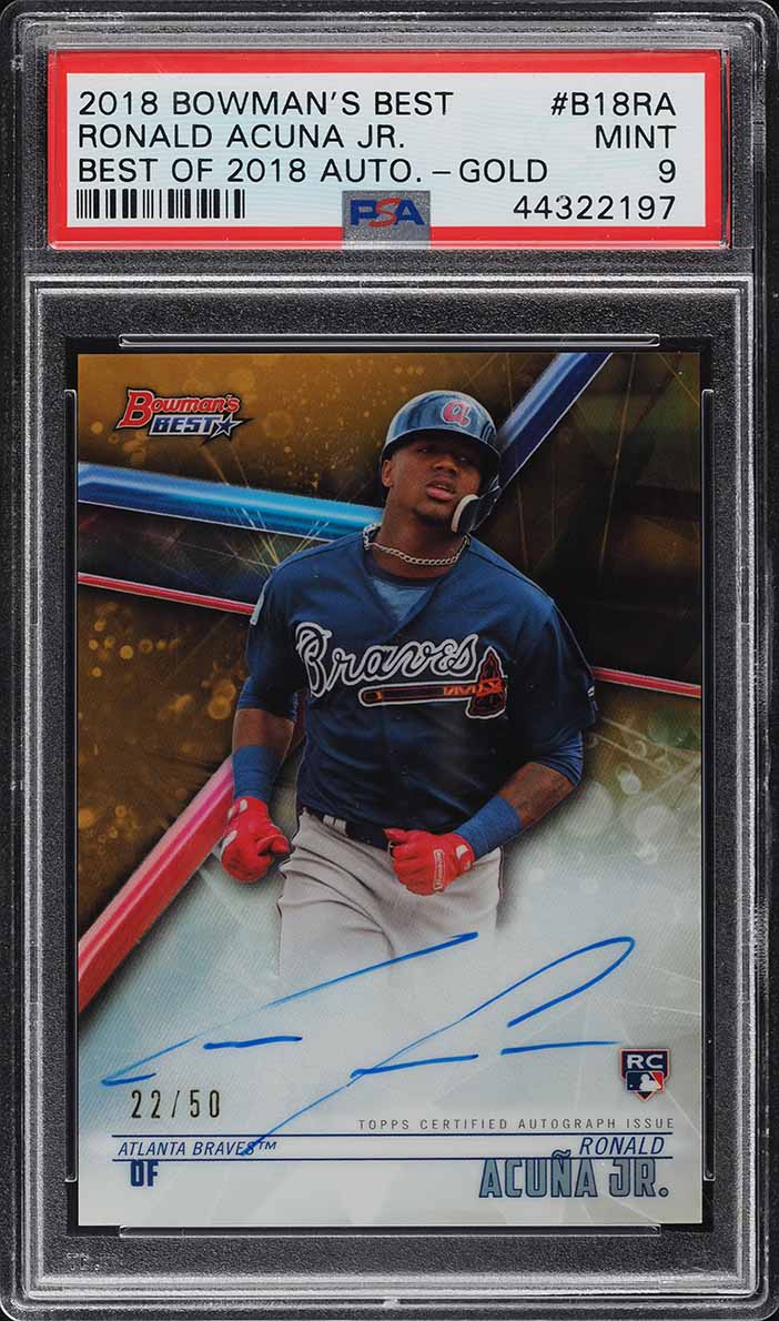 2018 Bowman's Best Gold Refractor Ronald Acuna Jr. ROOKIE AUTO /50 PSA 9 MINT