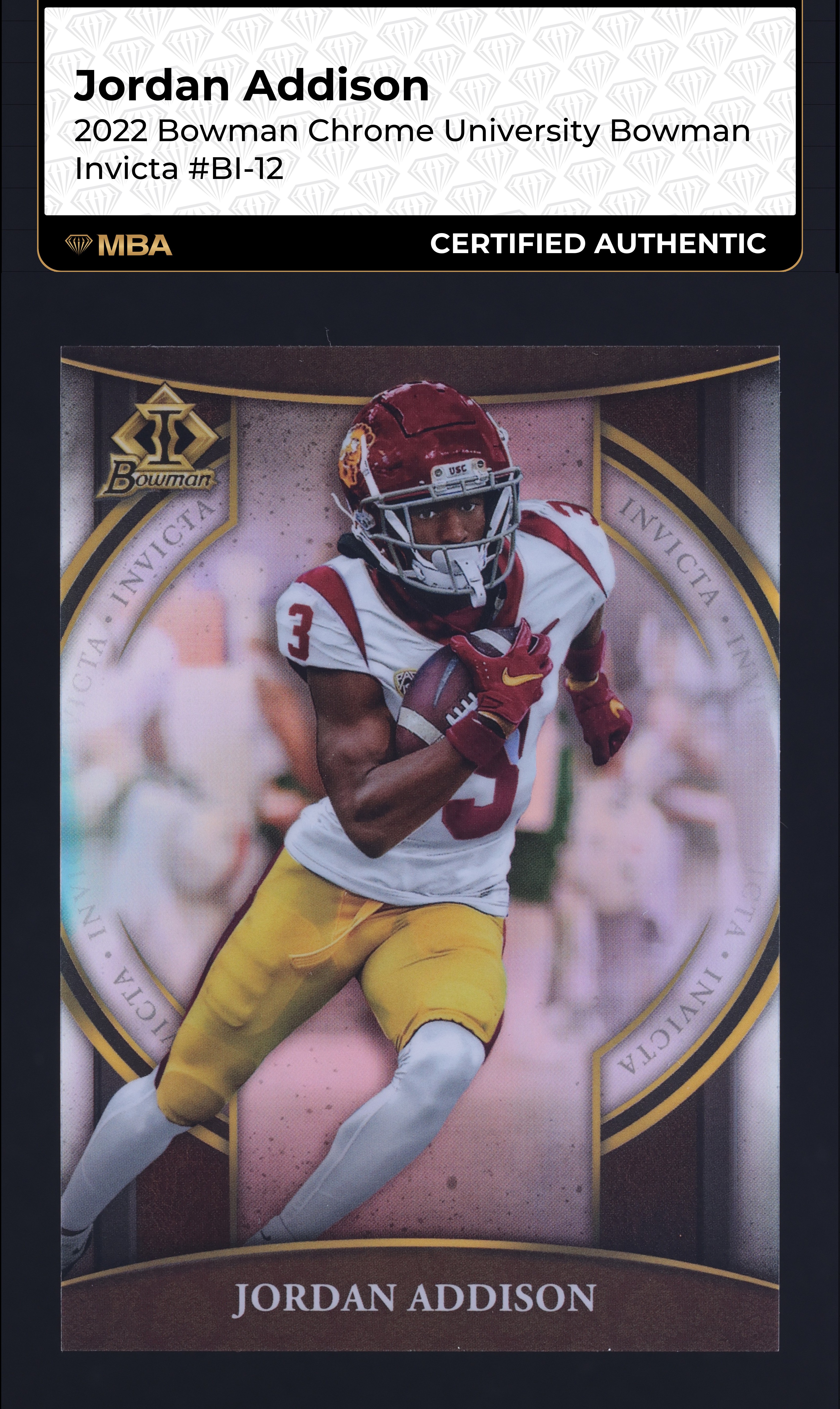 2022 Bowman Chrome University Invicta Jordan Addison ROOKIE #BI-12 MBA AUTH