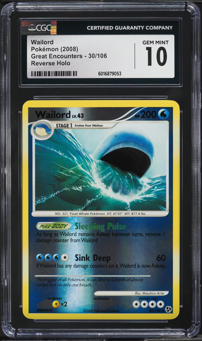 2008 Pokemon DP Great Encounters Reverse Holo Wailord #30 CGC 10 GEM MINT