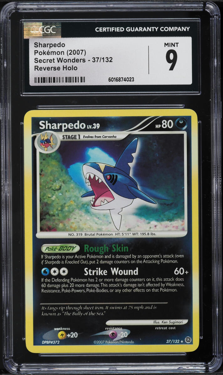 2007 Pokemon Diamond & Pearl Secret Wonders Reverse Holo Sharpedo #37 CGC 9 MINT