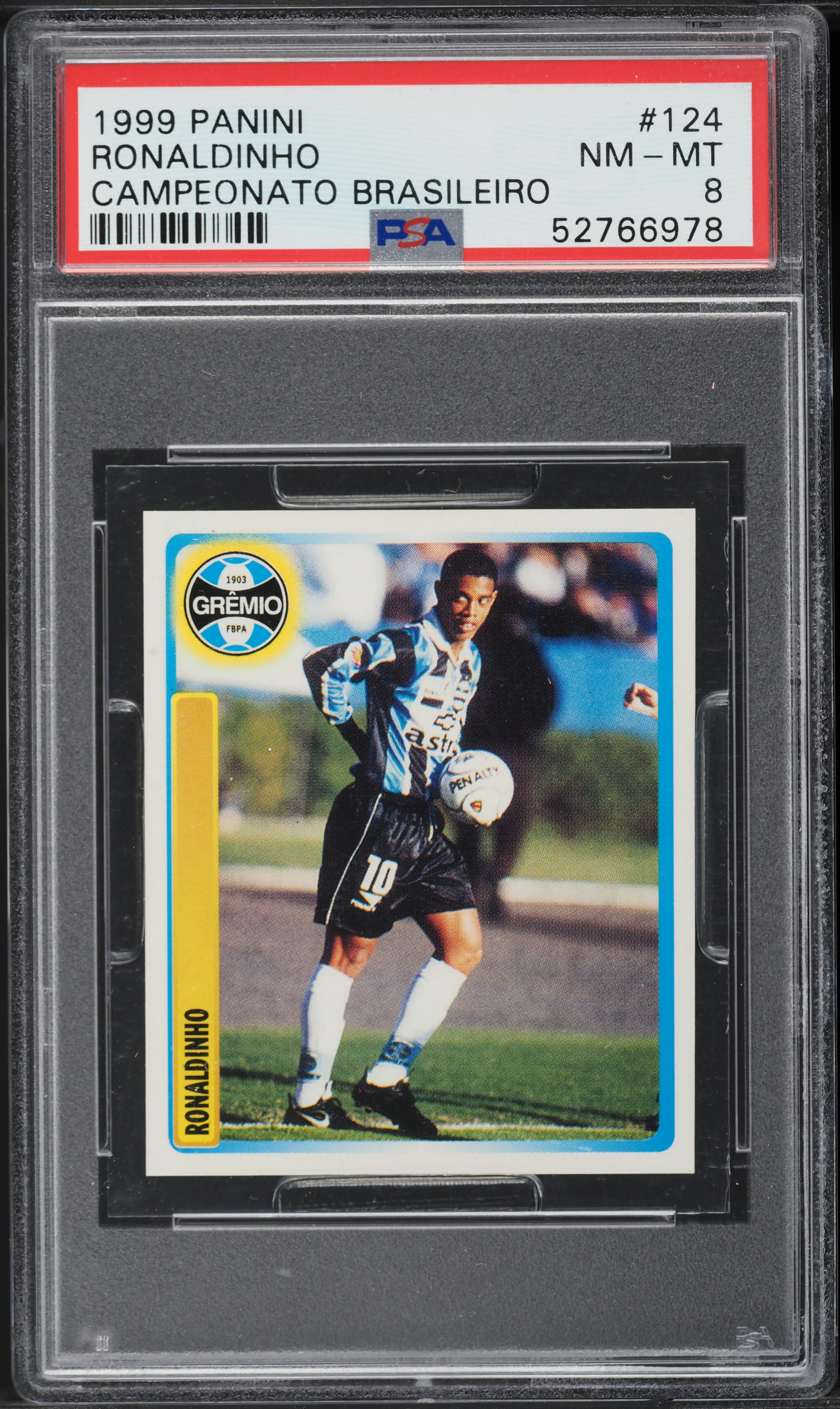 1999 Panini Campeonato Brasileiro Ronaldinho ROOKIE #124 PSA 8 NM-MT