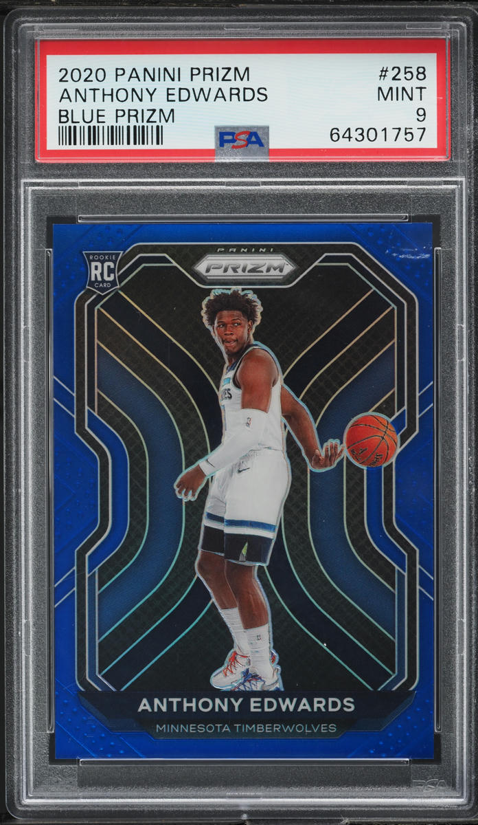 2020 Panini Prizm Blue Anthony Edwards ROOKIE /199 #258 PSA 9 MINT