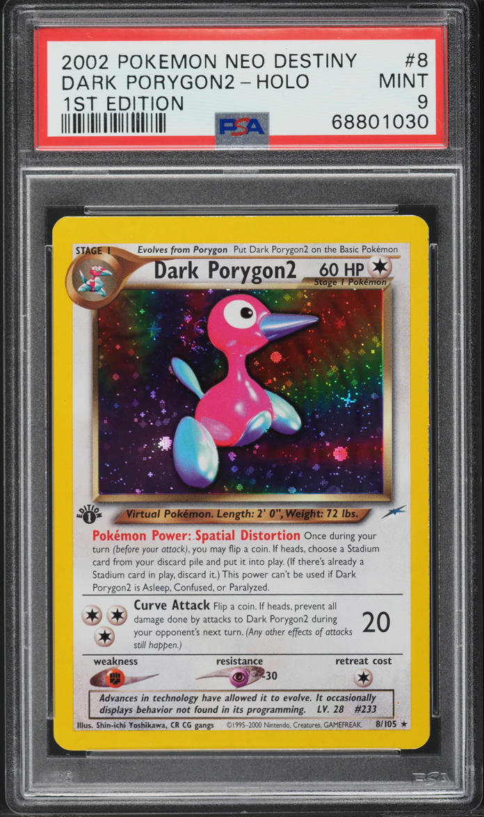 2002 Pokemon Neo Destiny 1st Edition Holo Dark Porygon2 #8 PSA 9 MINT