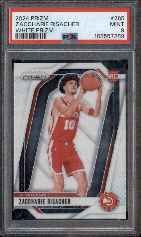 2024 Panini Prizm White Prizm #265 Zaccharie Risacher RC Rookie /175 PSA 9