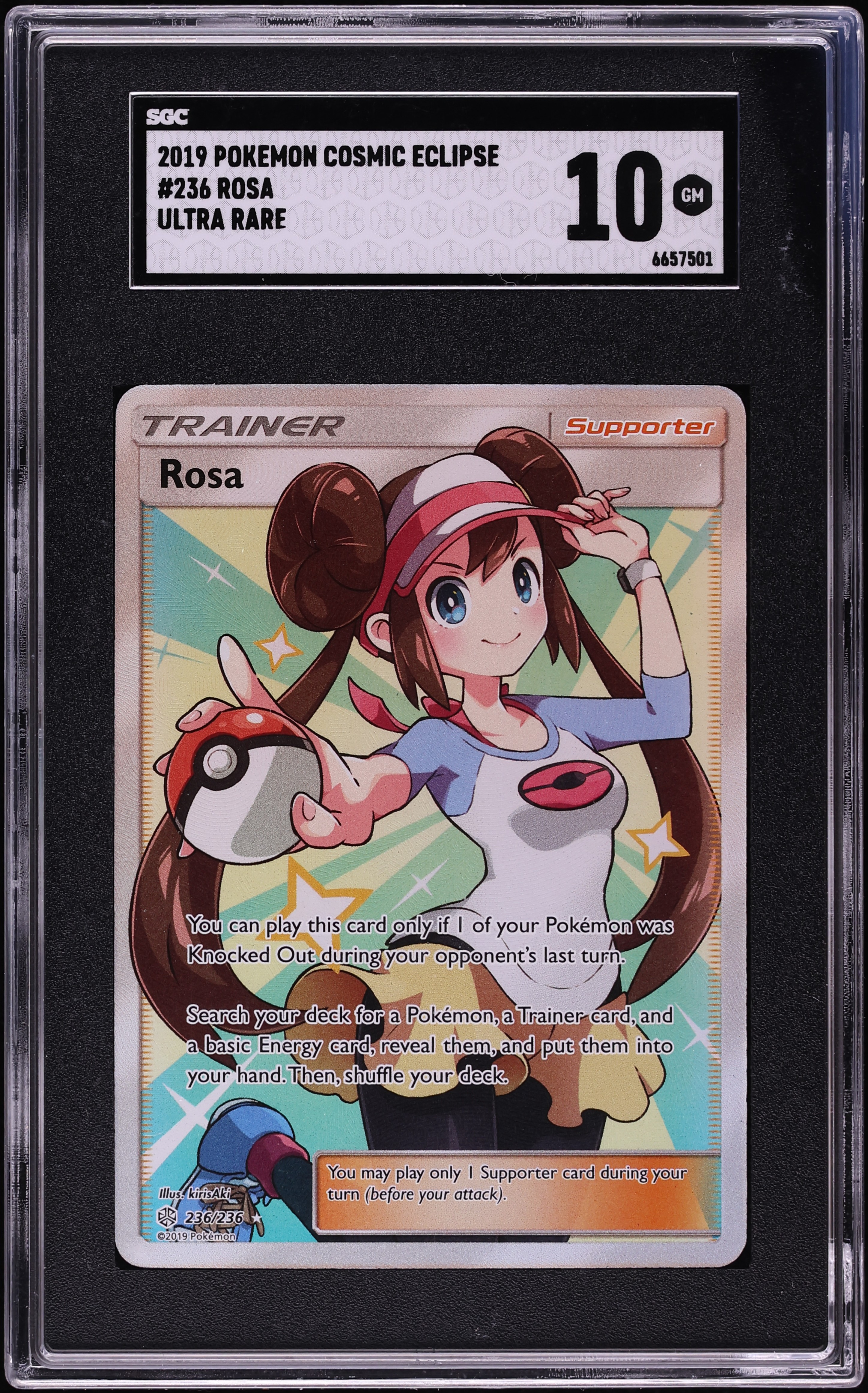 2019 Pokemon Sun & Moon Cosmic Eclipse Full Art Rosa #236 SGC 10 GEM MINT