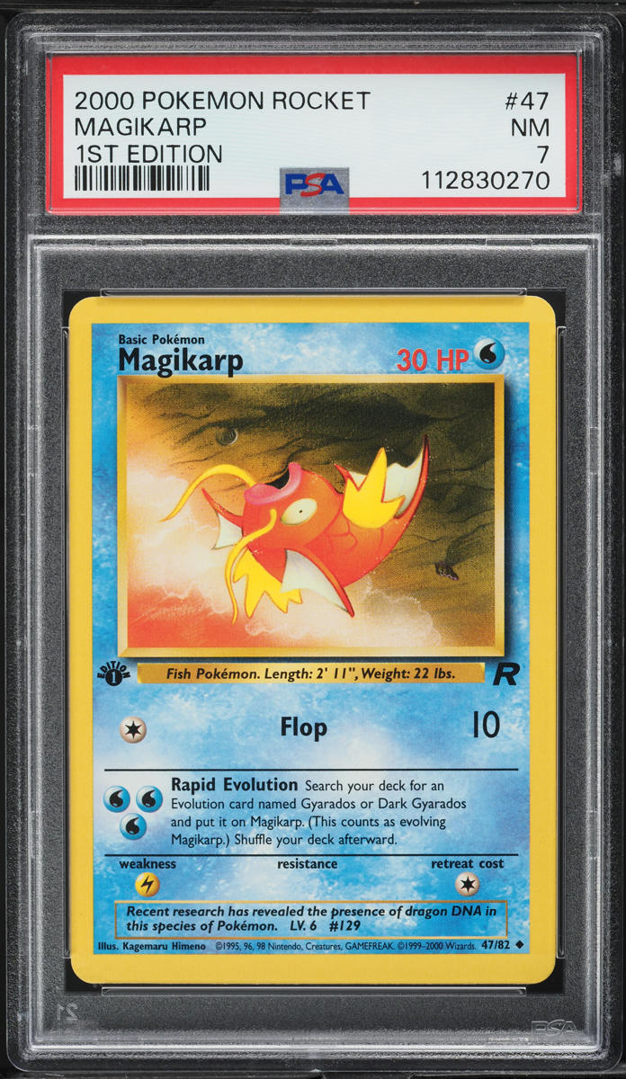2000 Pokemon Team Rocket 1st Edition Magikarp #47 PSA 7 NRMT