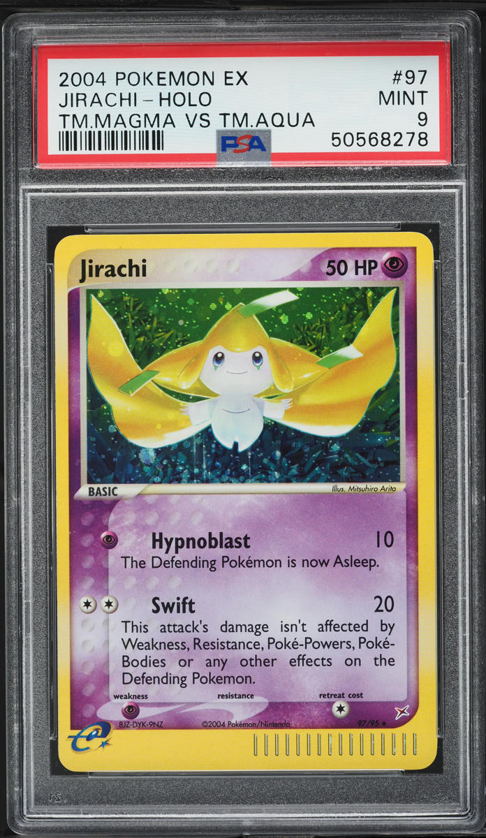2004 Pokemon EX Team Magma Vs Team Aqua Holo JirachI #97 PSA 9 MINT