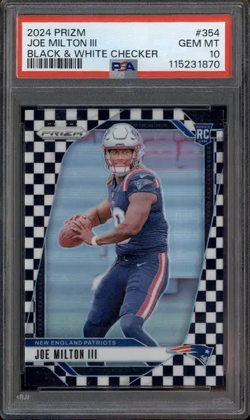 2024 Panini Prizm Black & White Checker #354 Joe Milton III RC PSA 10