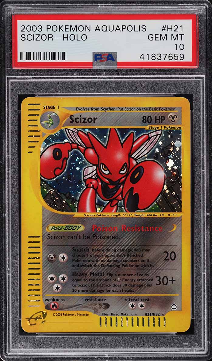 2003 Pokemon Aquapolis Holo Scizor #H21 PSA 10 GEM MINT