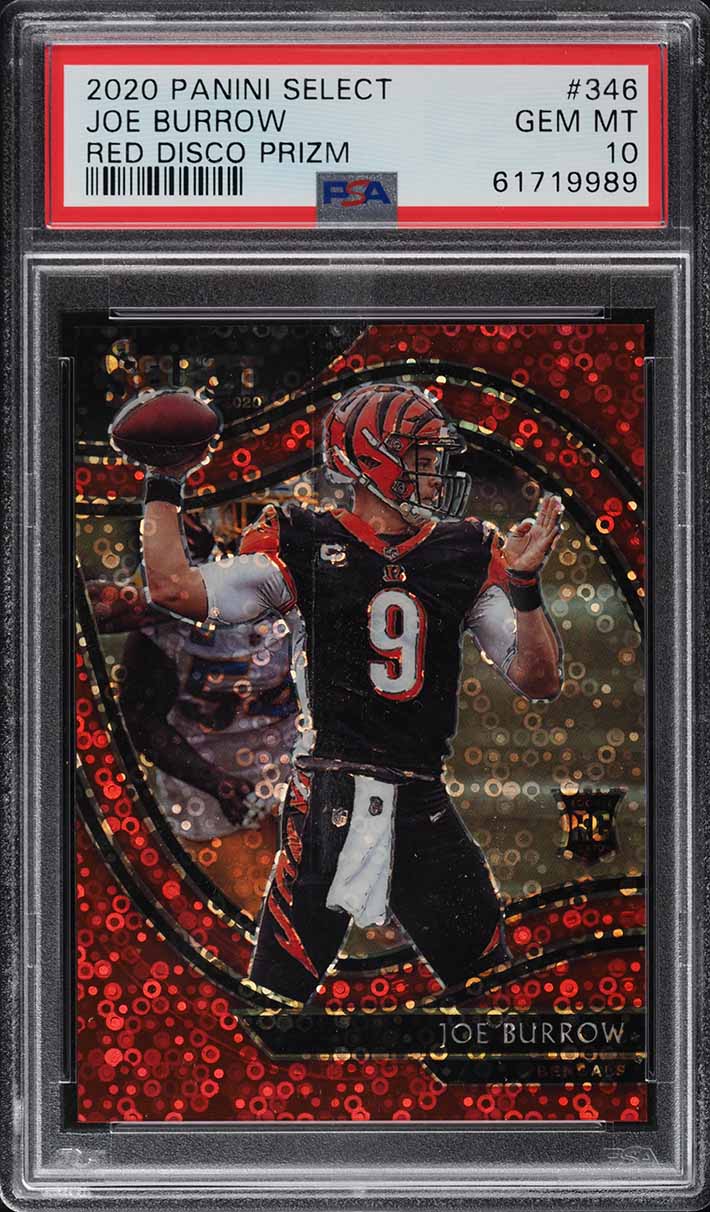 2020 Select Field Level Red Disco Prizm Joe Burrow ROOKIE RC /49 PSA 10 GEM MINT