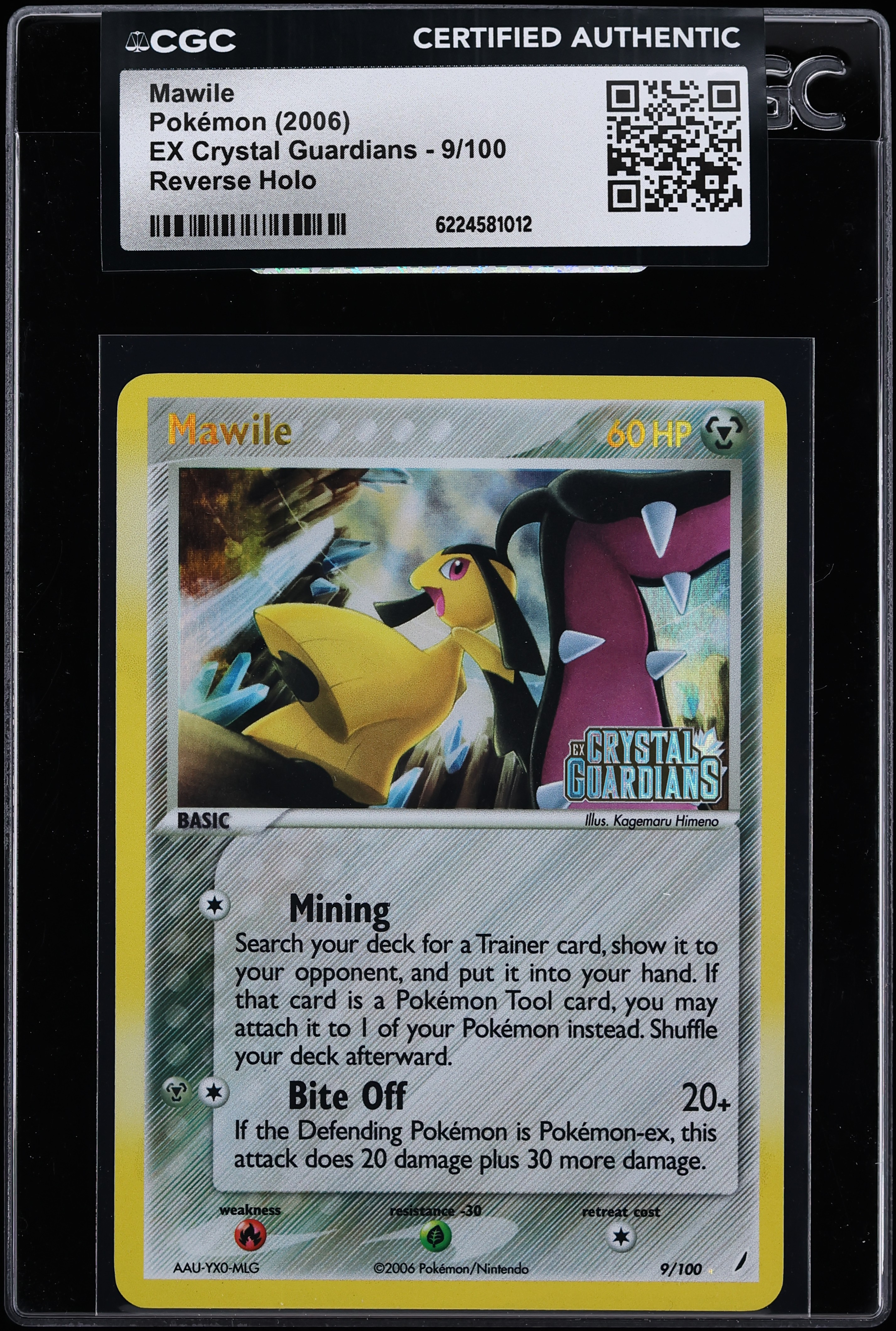 2006 Pokemon EX Crystal Guardians Reverse Holo Mawile #9 CGC AUTH