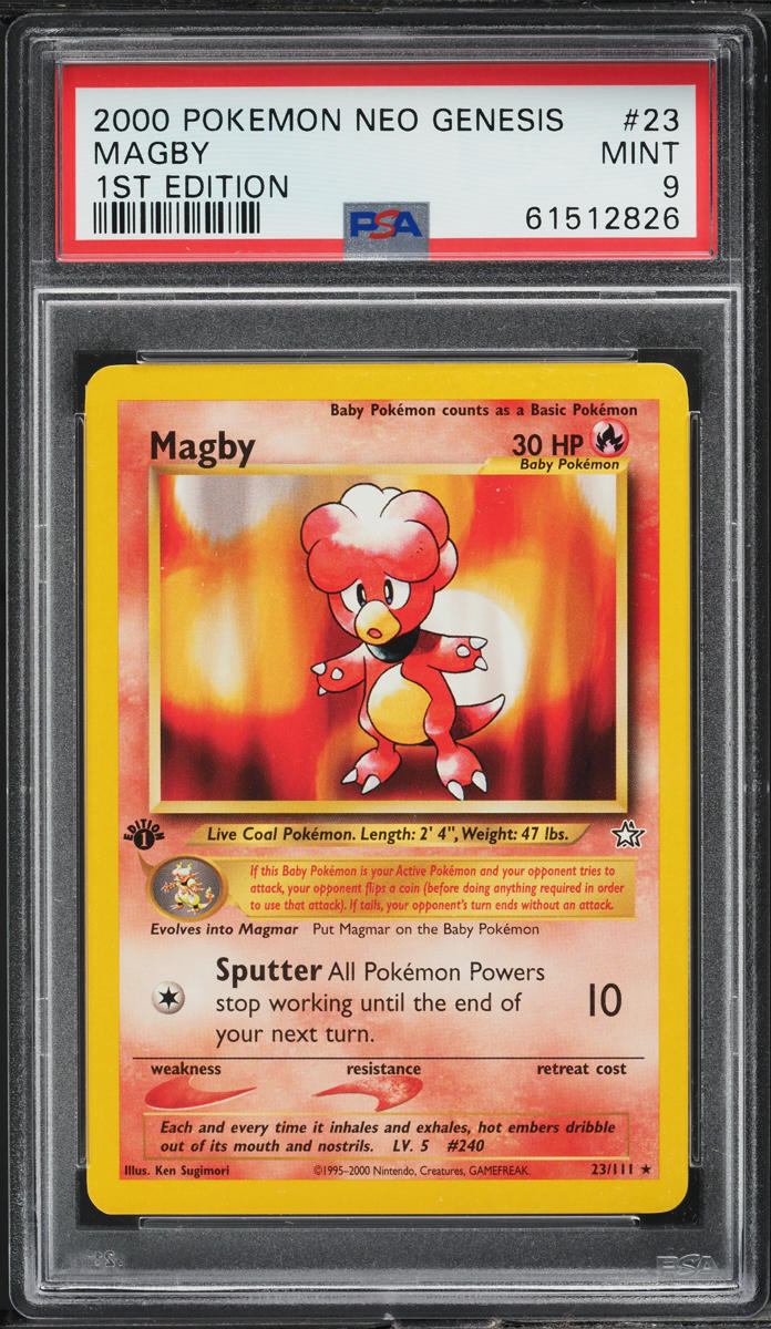 2000 Pokemon Neo Genesis 1st Edition Magby #23 PSA 9 MINT